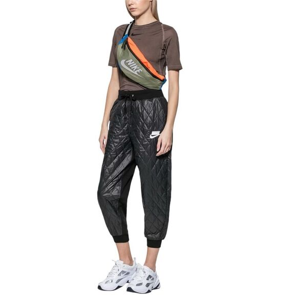 NIKE W Quilted Relaxed Fit Black Comfortable Pants Size XS